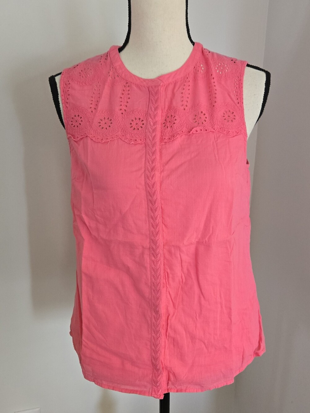 Boden Womens Pink Cotton Button Down Sleeveless Shirt 4